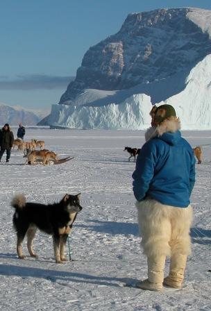 Hund og mand ved Uummannaq